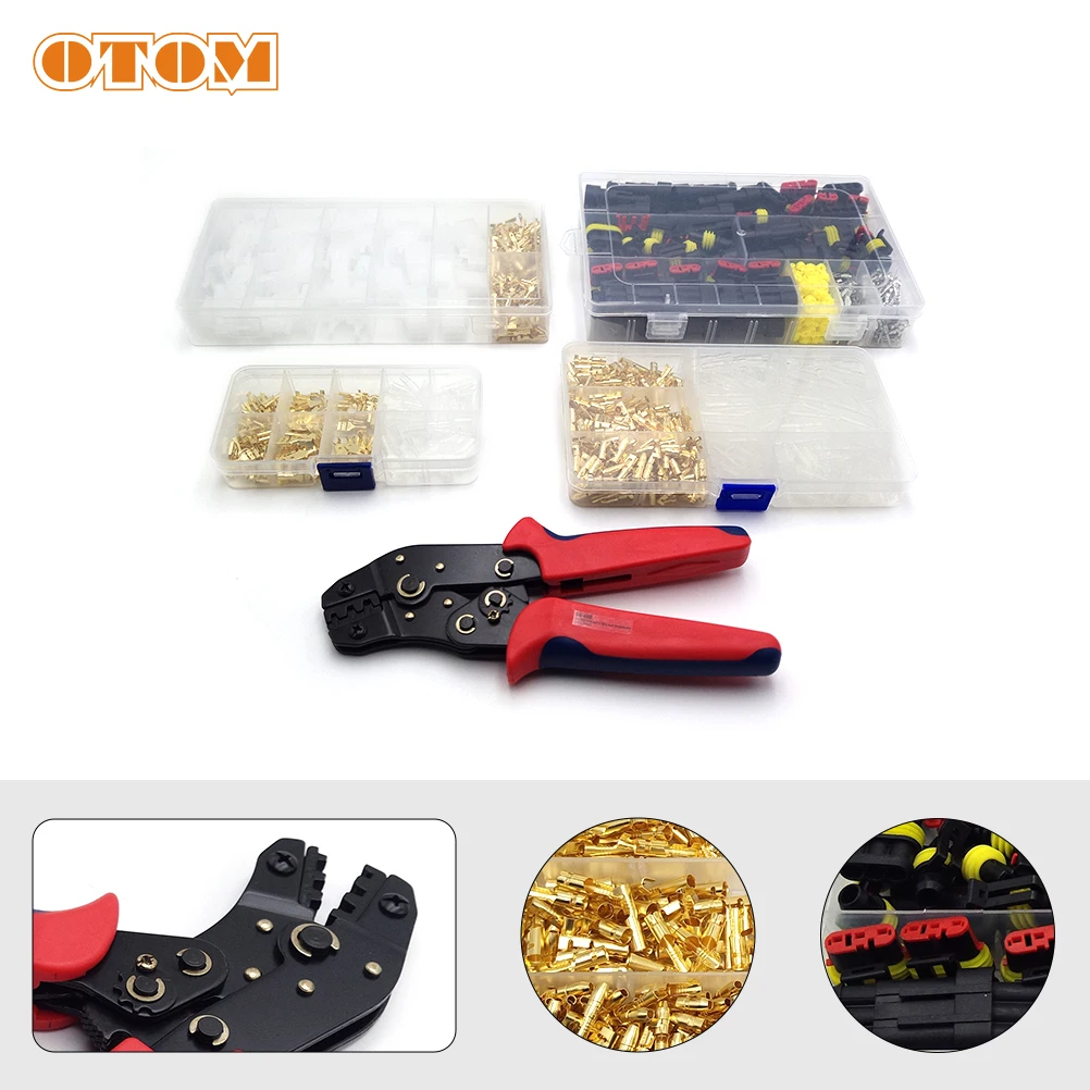 OTOM Car Motorcycle Electrical Universal Modified Accessories Crimping Plier Tool Male Female Butt Terminal Connector With Sheat