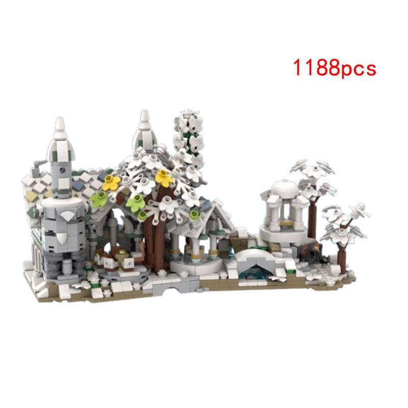 Spot MOC- 140586 142301   Montaż małych cząstek Średniowieczny zamek Architektura Seria Klocki Puzzle Prezent Model zabawki