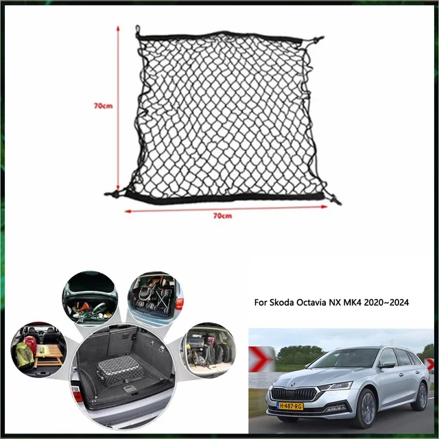 Dla Skoda Octavia NX MK4 2020 ~ 2024 2021 2022 2023 siatka do bagażnika samochodowego wnętrza bagażowego organizator Auto organizacji akcesoria