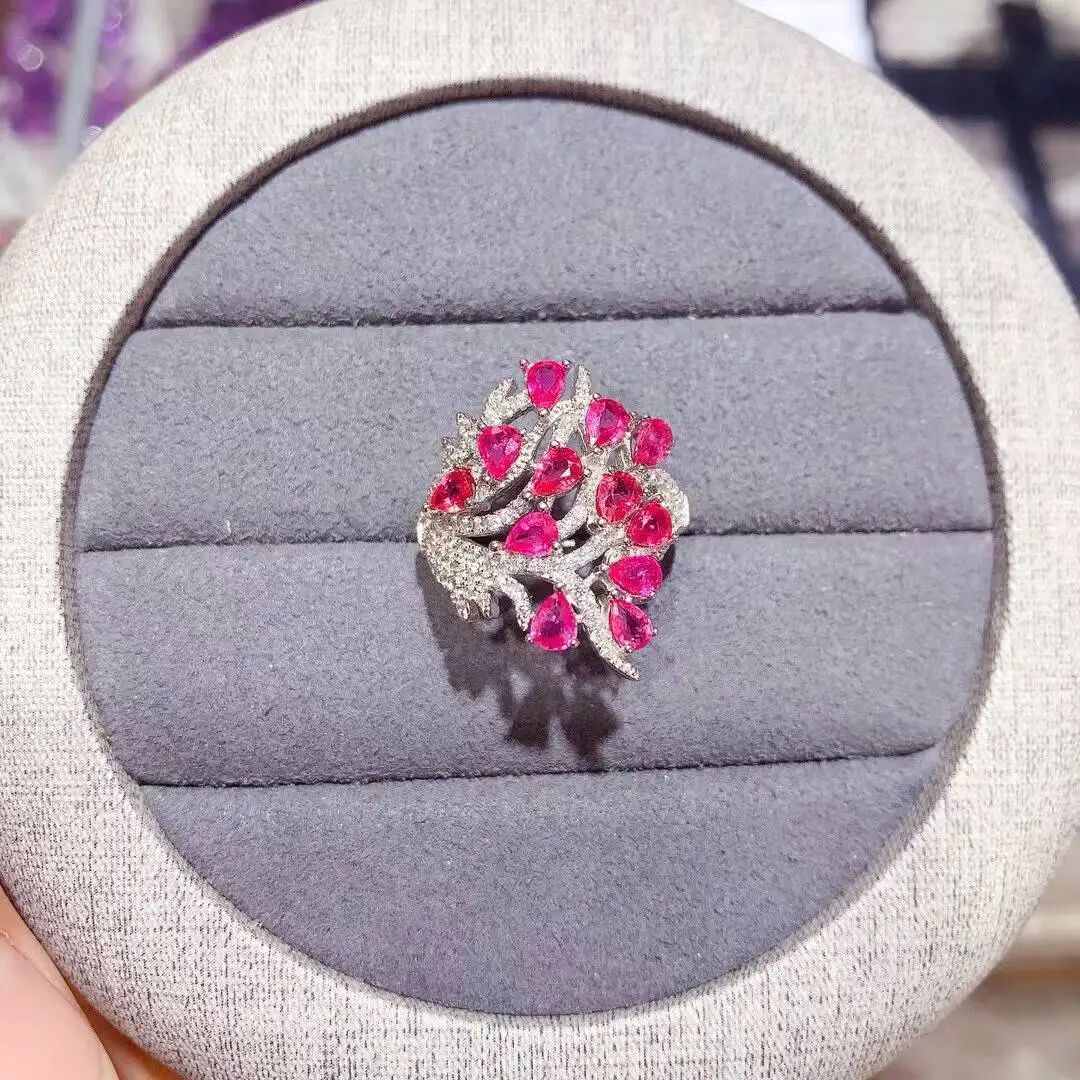 KJJEAXCMY Jewelry Natural Women's Pink Sapphire Ring 925 silver inlay Colorful and splendid Crystal pure fire flash explosion