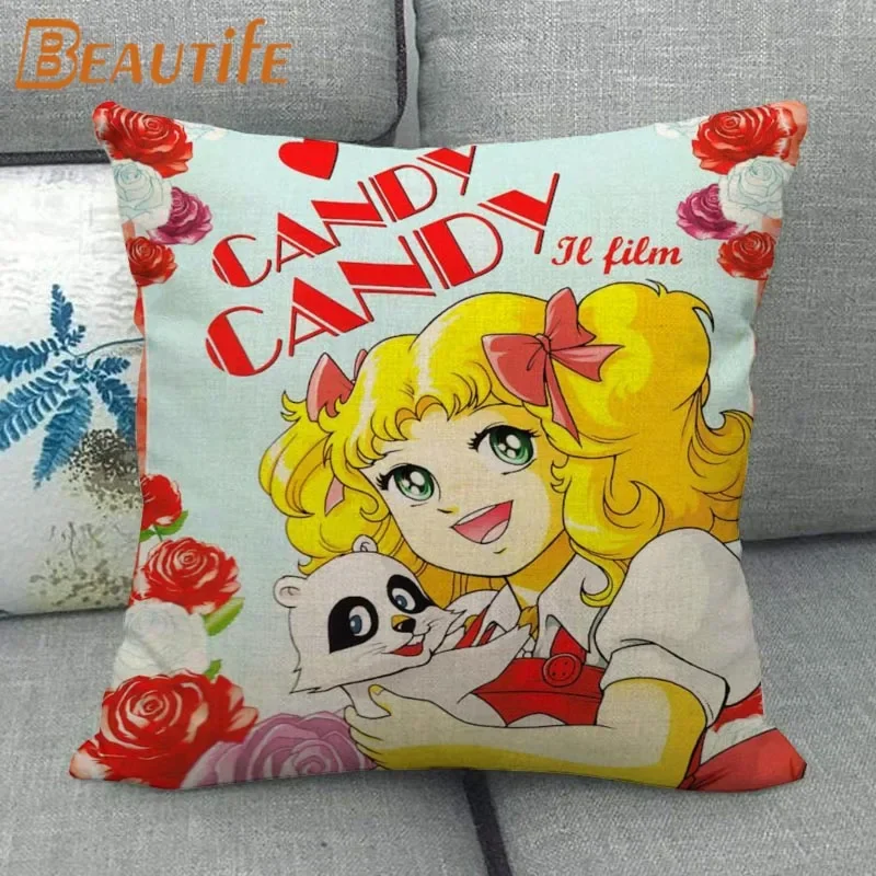 New Arrival Candy Candy Pillowcase Bedroom Home Decorative Cover 45x45cm Square Zipper Pillow Cases Cotton Linen Fabric No Fade