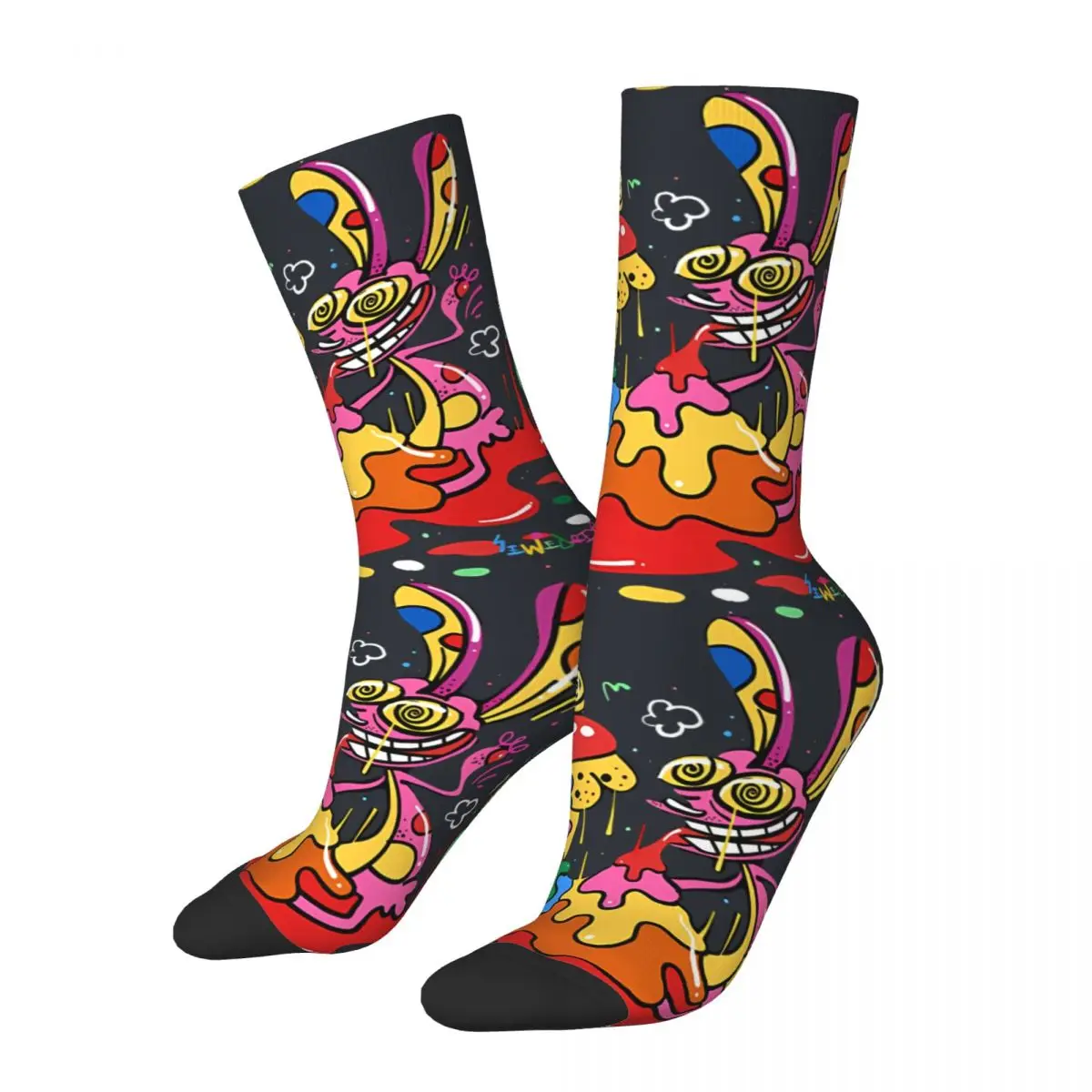 

Funny Crazy compression Rainbow Ren And Stimpy Sock for Men Hip Hop Harajuku T-The Ren & Stimpy Show Cartoon Happy Quality