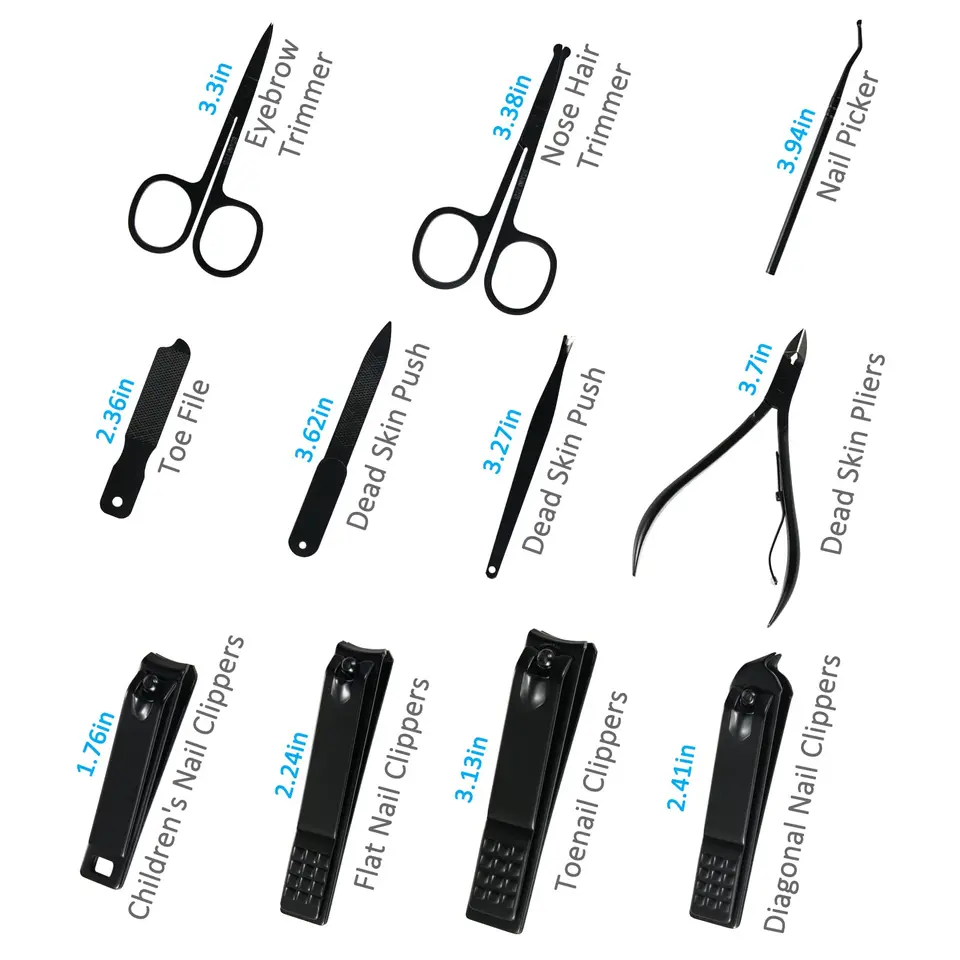 Kit de Cortaúñas 26 Piezas Acero Inoxidable Kit de Manicura Profesional con Estuche de Viaje de Lujo 4