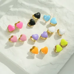 HECHENG,New Arrival Heart Red White Black Yellow Earrings Love Geometric Heart Trend Jewelry ,Earrings for Women 18k Plated