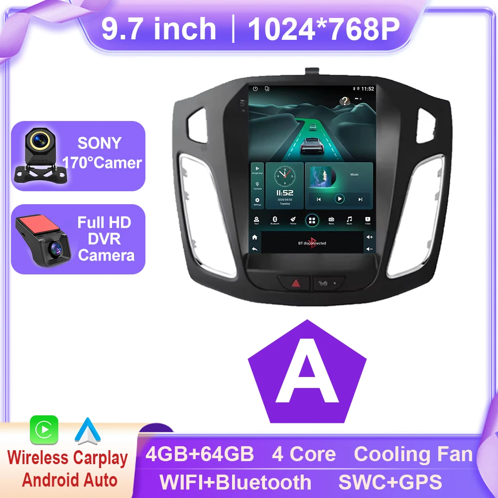 Android 15 Autoradio Voor Ford Focus MK3 2011-2019 Multimedia Video Player Navigatie GPS Stereo auto carplay 2din Nieuwe BT dvd