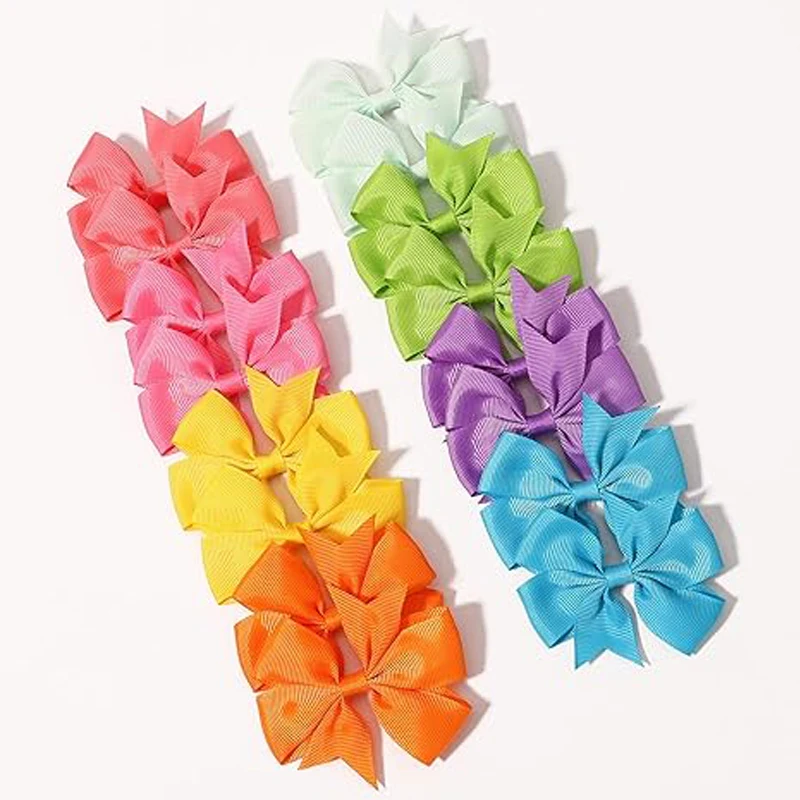 

20pcs 3 Inch Boutique Grosgrain Ribbon Pinwheel Hair Bows Alligator Clips For Girls Babies Toddlers Accessories Teens Gifts