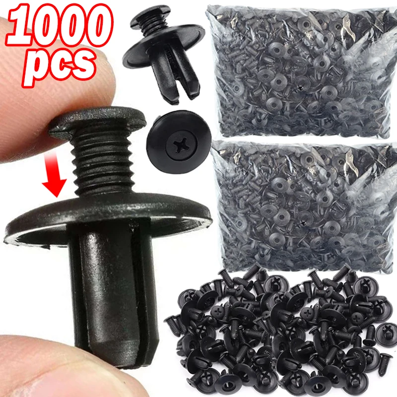 

1000pcs 8mm Hole Door Rivet Plastic Clip Fasteners Black Car Lined Cover Barbs Rivet Auto Fasteners Retainer Push Pin Clips Tool