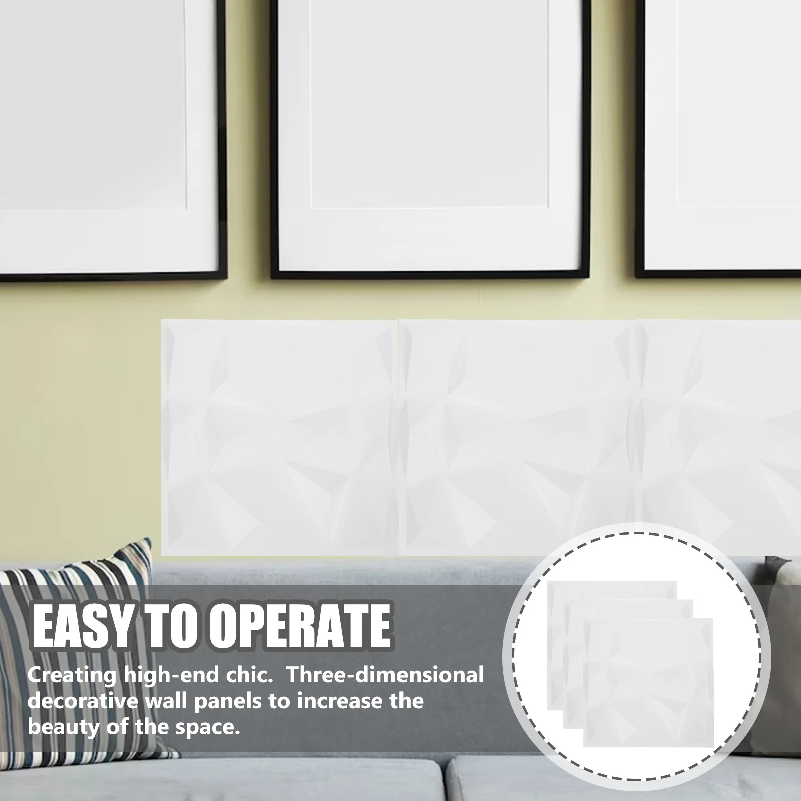 

6 Pcs 3D Decorative Wall Panels Textured Modern Decoration Flat Plastic Pvc Decorations for Living Room Interior