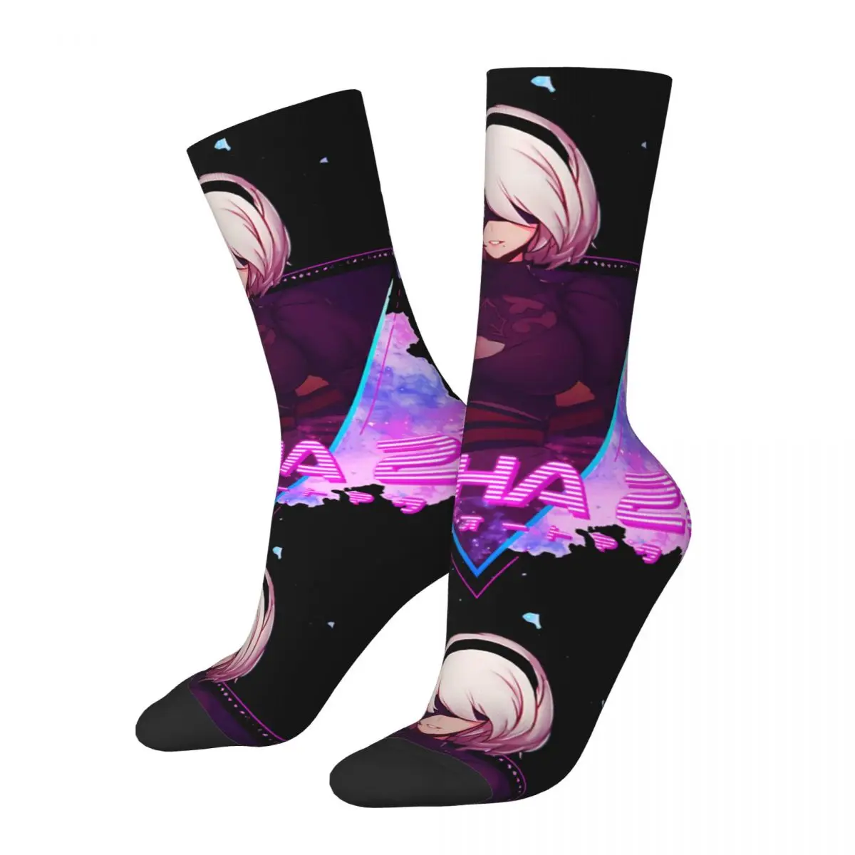 Funny Happy Automata Yorha Type B Aesthetic Classic Men's Socks Retro Harajuku Nier Popola Game Hip Hop Seamless Crew Sock