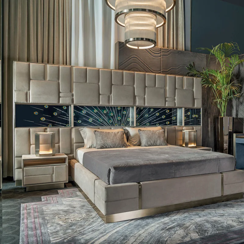 Leather Italian Wedding Bed Villa Large Apartment Queen Bed