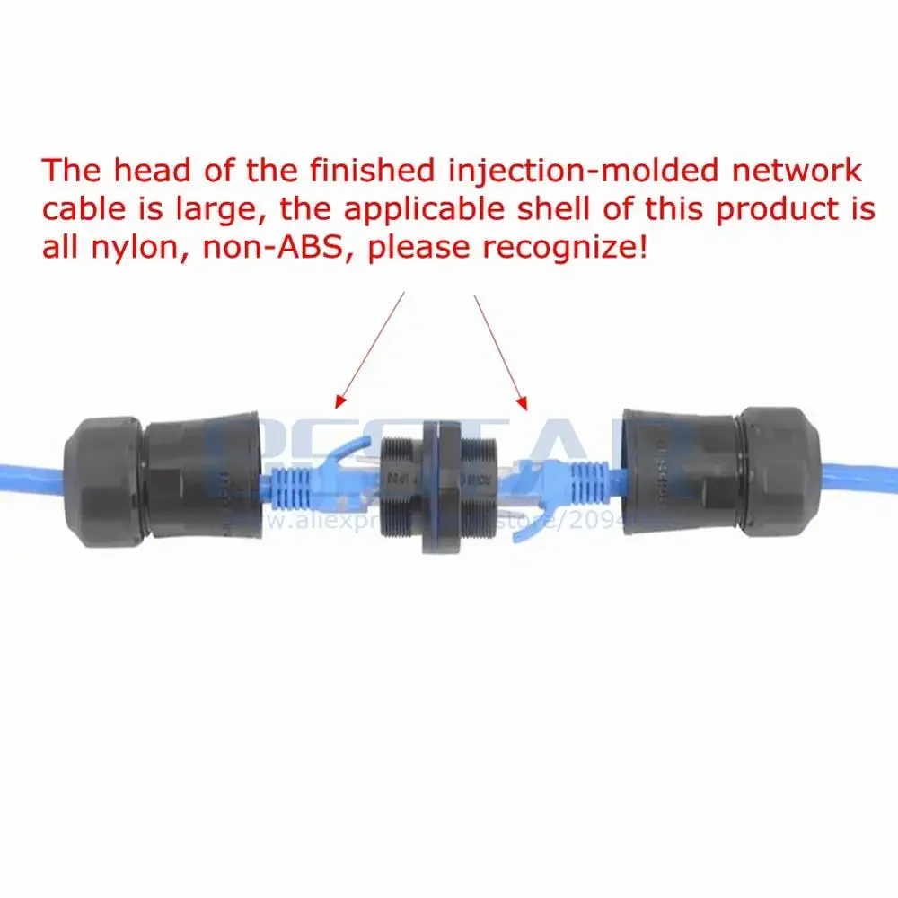 RJ45 Водонепроницаемая авиационная розетка без экранированной двойной головки M20 IP68 CAT6 CAT5E Удлинитель разъема сетевого кабеля