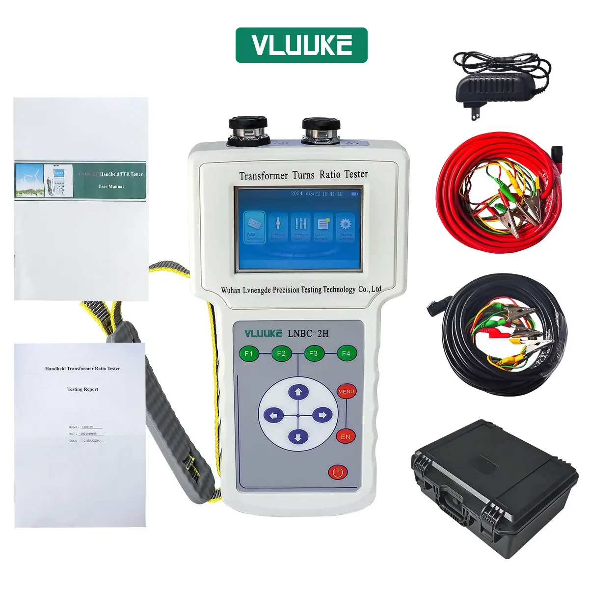 VLUUKE Handheld Turns Ratio Group Tester TTR Turns Ratio Tester Transformer Test Equipment with Large-Capacity Lithium Battery