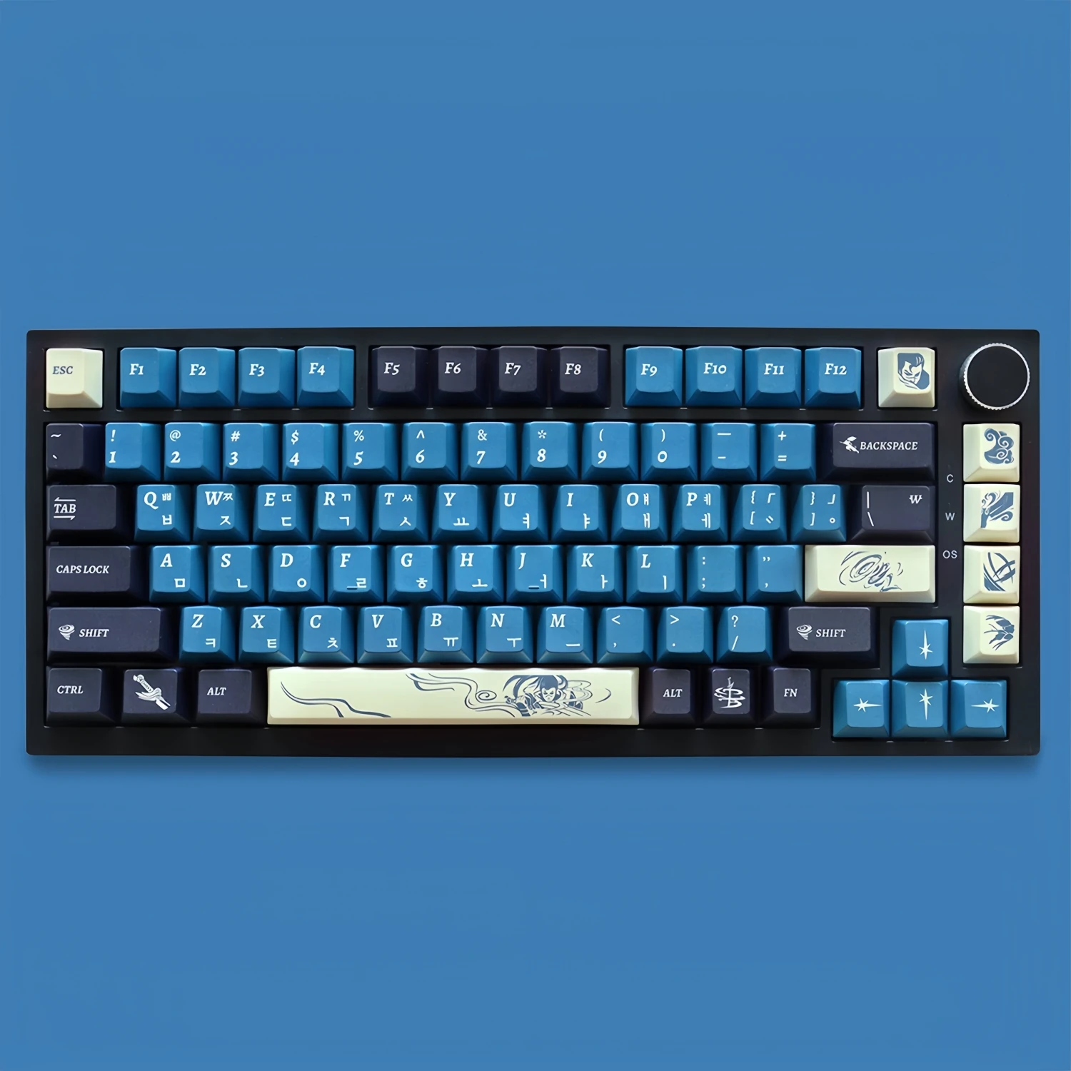 Cool Custom Cherry Keycaps For Yasuo Theme PBT 129 Keys Korean Input Dye-Sub Replacement Key Cap for Mechanical Keyboard