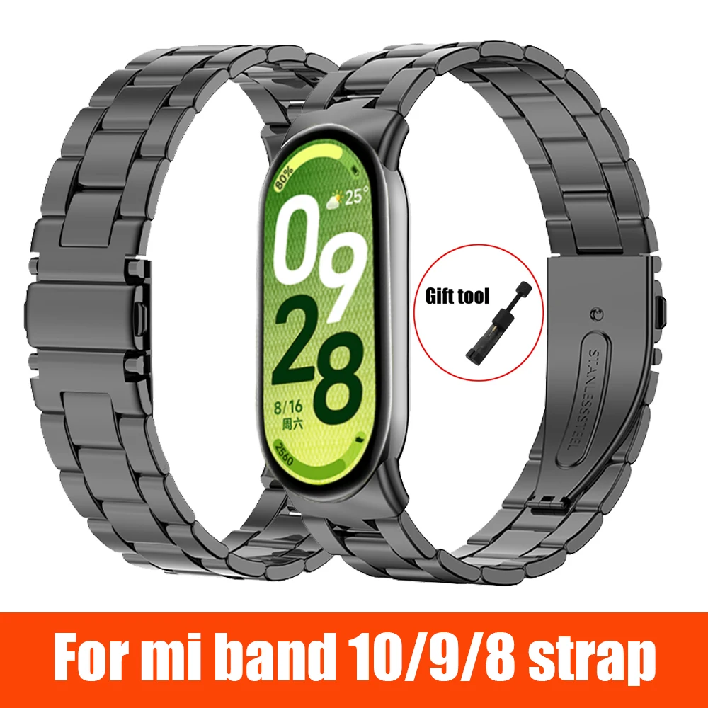 MetalBand Compatible with Xiaomi Band 10 9 8 straps Adjustable Wristband Replacement Ceramic version For miband 9 10 8 NFC strap
