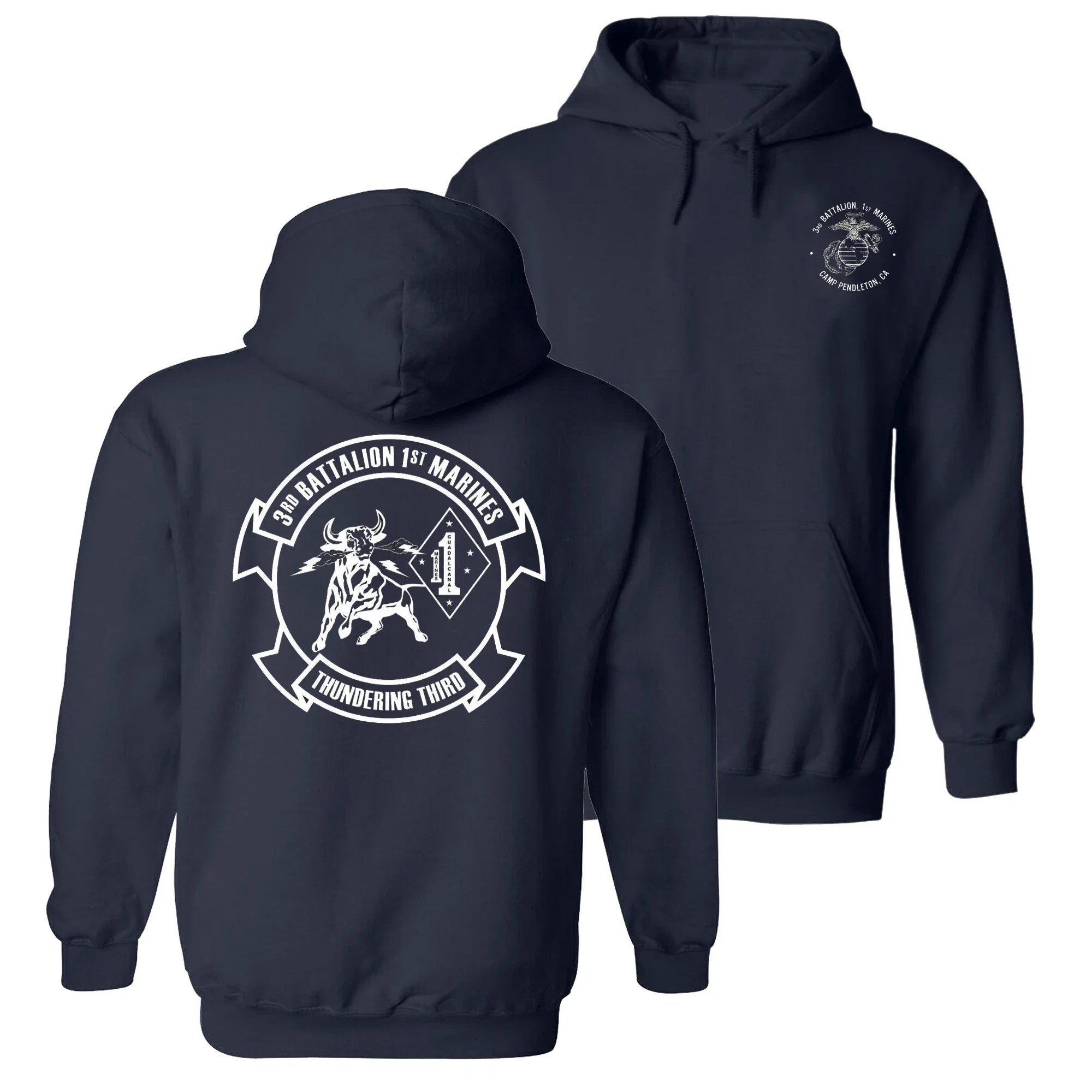 US Marine Corps - 3rd Battalion, 1st Marines Regiment Pullover Hoodie Comfortable Cotton Casual Mens Sweatshirt Streetwear