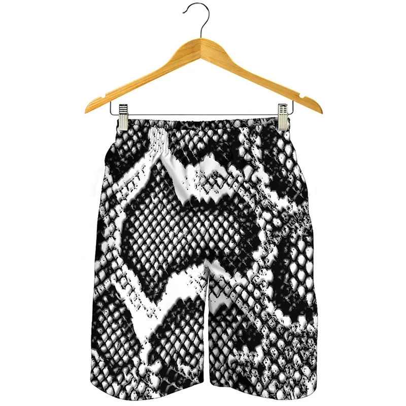 Black White Punk Snake Skin 3d Print Beach Shorts Men Summer Swim Trunks Cool Street Short Pants Quick Dry Surf Board Shorts