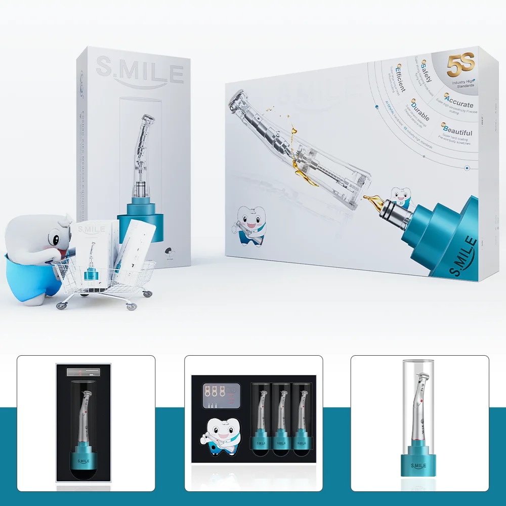 AI DENTAL New Smile Series 1:4.2/1:5/1:1/4:1/20:1 Optic Low Speed Contra Angle Handpiece Connect  E-Type Electric/Implant Motor