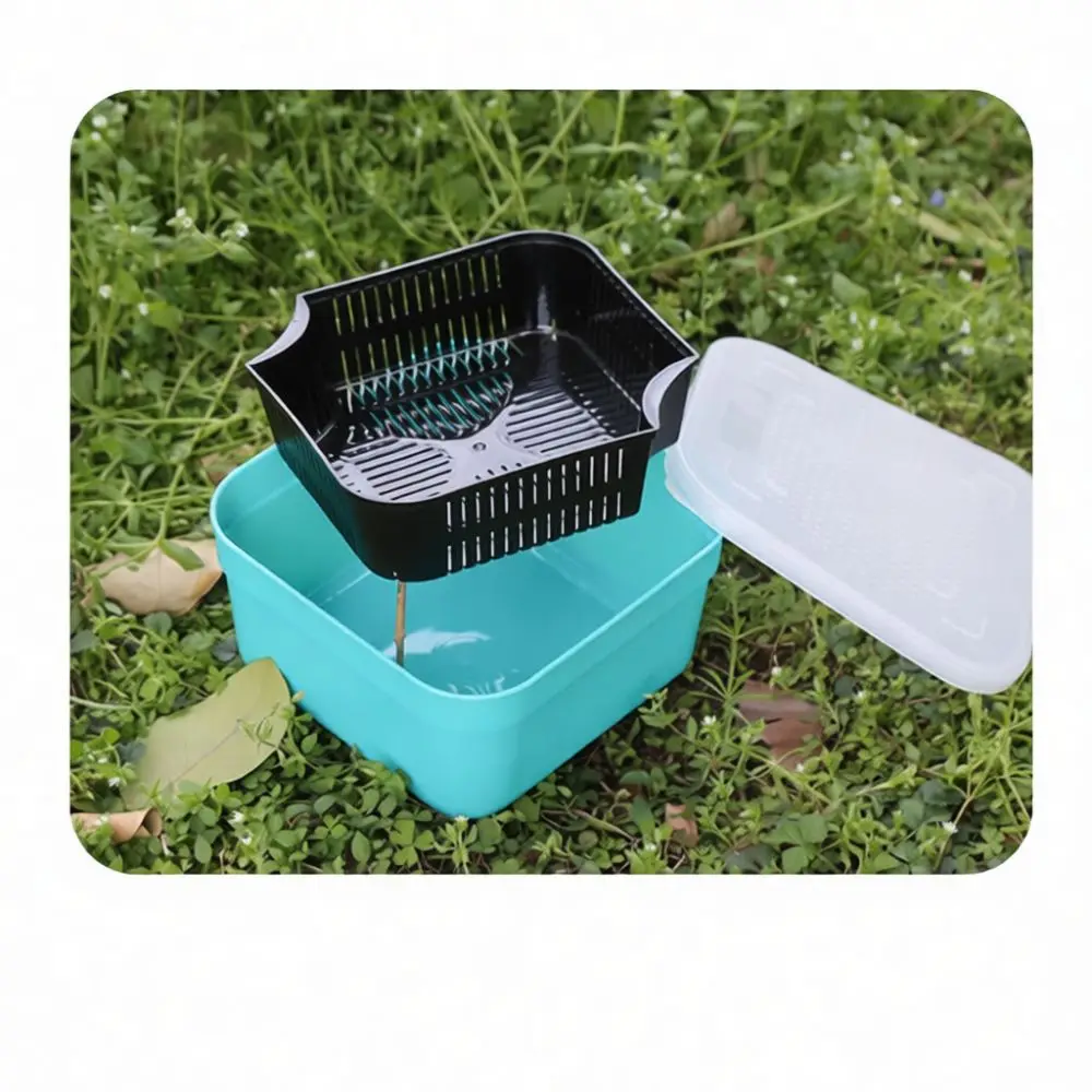 Portable Fishing Bait Box With Inner Drain Basket Breathable Live Worm Case For Carp Fishing Tackle Gear Equipment PE