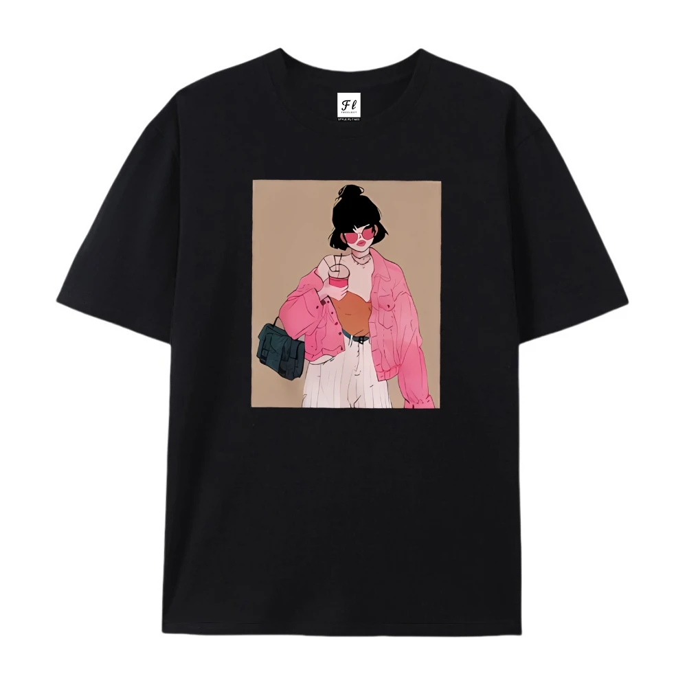 여성 티셔츠 Y2k O 넥 하라주쿠 빈티지 반소매 티 여름 통기성 부드러운 코튼 티셔츠 캐주얼 루즈 의류