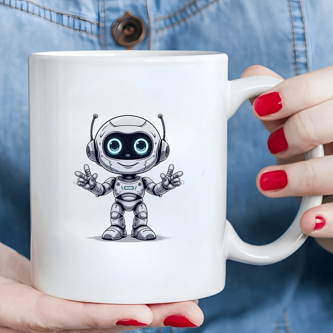 

Cartoon Robot Metal Texture Mug 11OZ Hot & Cold Drink Cup Family Christmas Gift Cup