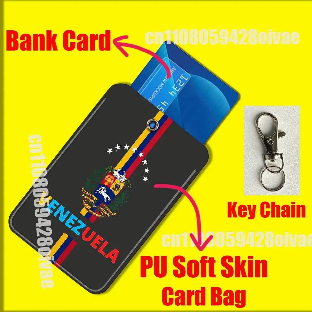 Étui porte-carte Venezuelan avec Logo de passeport Venezuela, pour Clips d'identification, accès bancaire de crédit, manches d'eau, porte-clés de poche en cuir PU