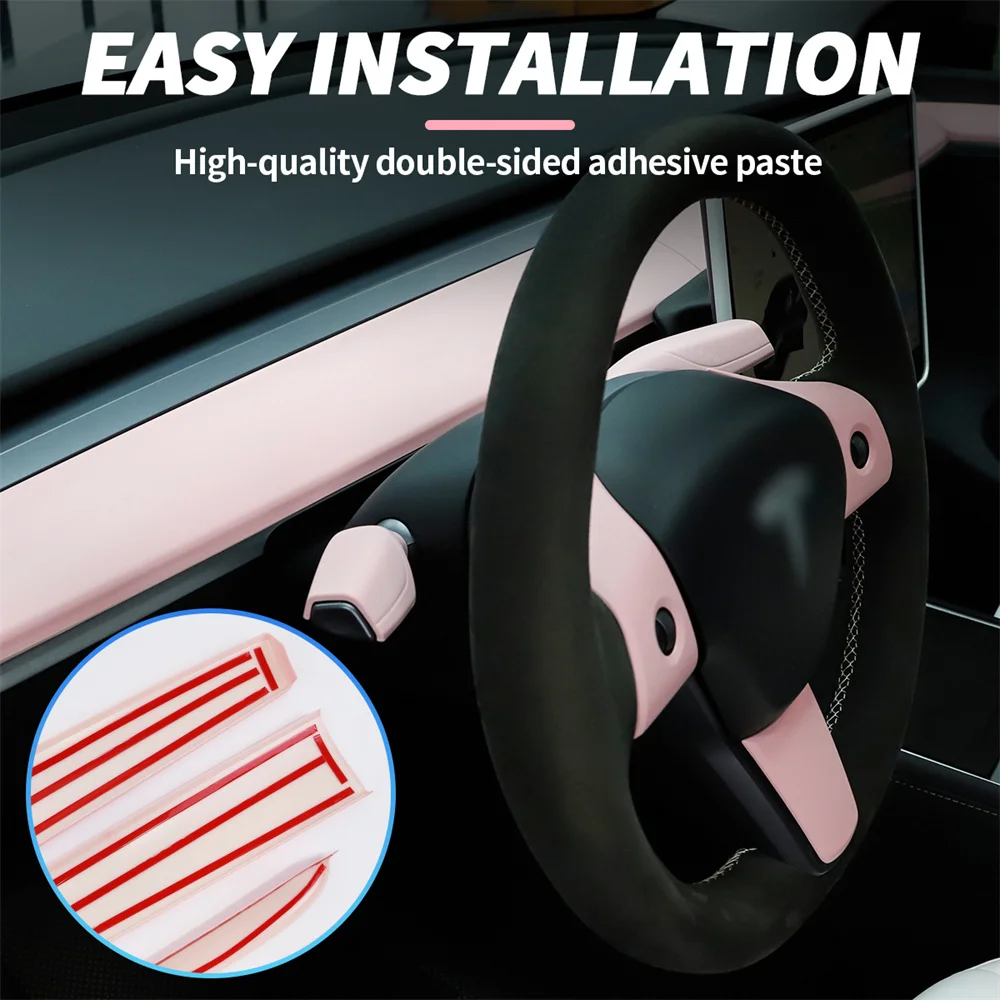 Coprivolante per auto con protezione da soffio per Tesla Model 3 Y pomello del cambio lato porta interno anteriore interno cruscotto Trim Strip