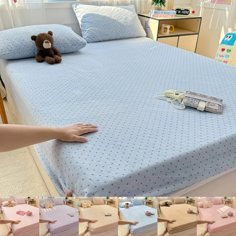 

1pc Milk Velvet Warm Bed Sheet with Elastic Band Single Solid Color Fitted SheetSoft and Skin Friendly Machine Washable Non Slip