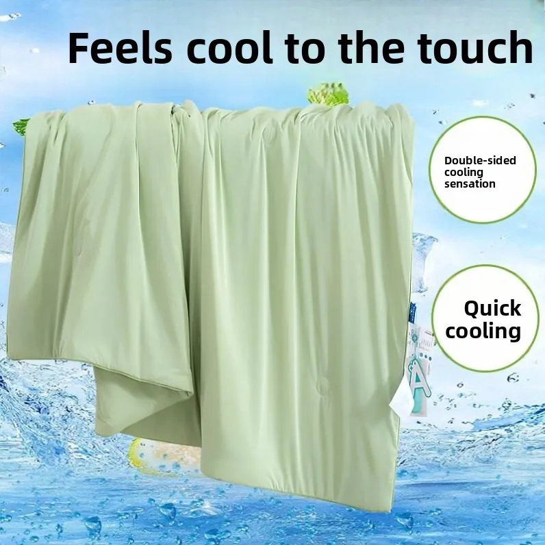 

Summer Thin Ice Silk Air Conditioner Washable Fiber Filled Quilt Single Double Cover Comforter Lightweight Cool Feeling Bedding