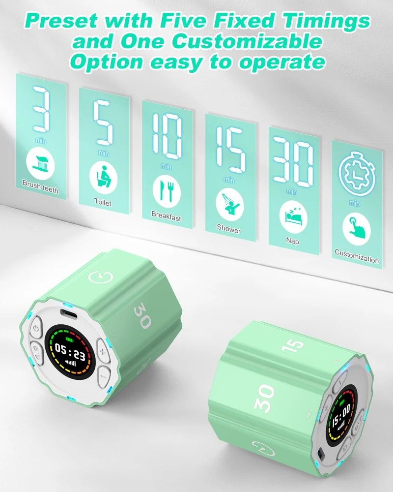 Picture 5: Digital Magnetic Hexagonal Timer Management Cube Timer with Customizable Alerts & Countdown for Cooking, Working，Studying
