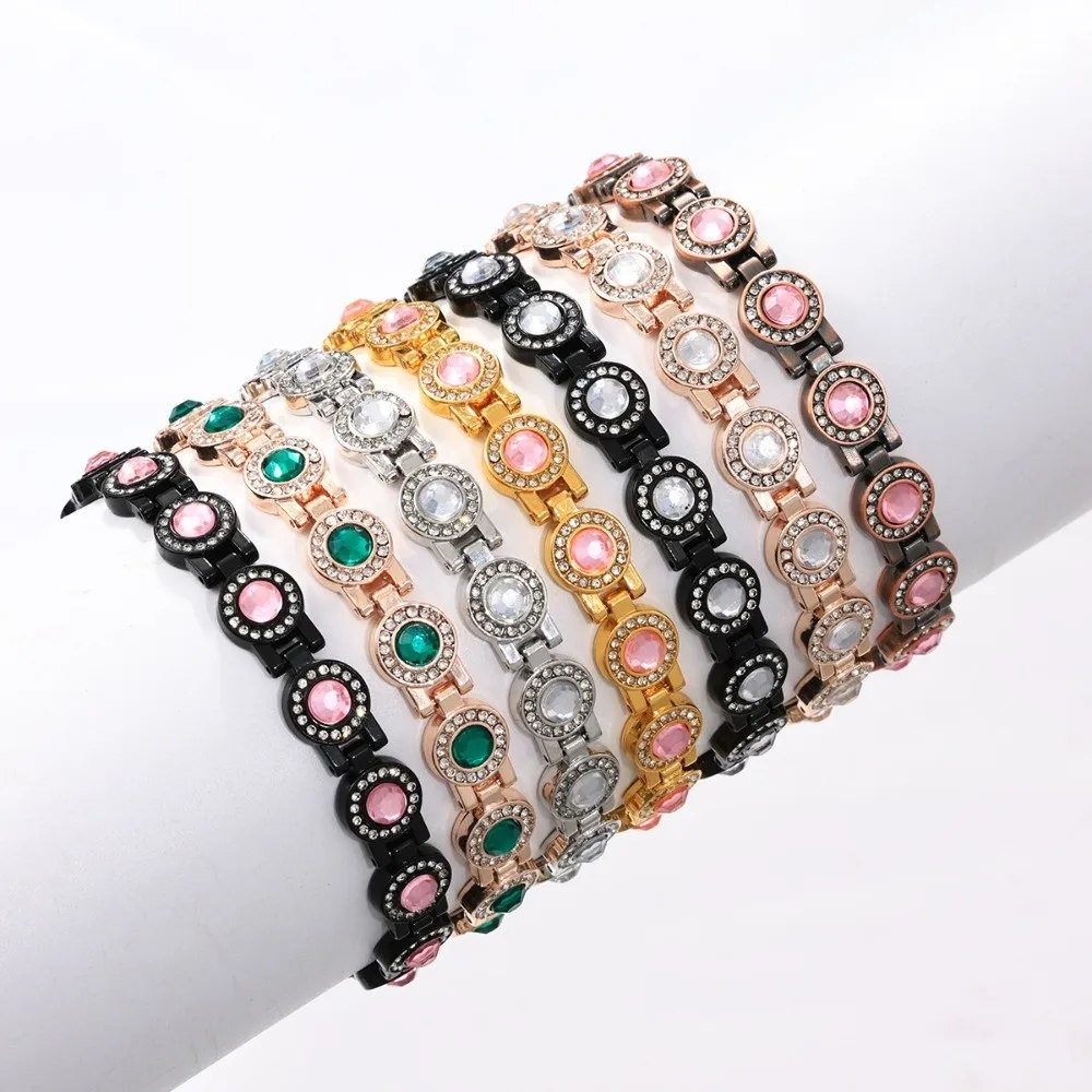 Stainless Steel Magnetic Bracelet Magnet Fashion Anti Static Bangle Rust-proof Comfortable To Wear Rhinestone Wrist Chain Party