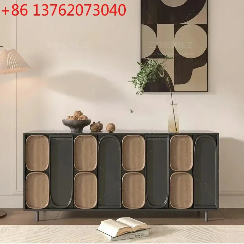 Italian minimalist paint dining side cabinet light luxury porch cabinet living room decorative locker customization6005