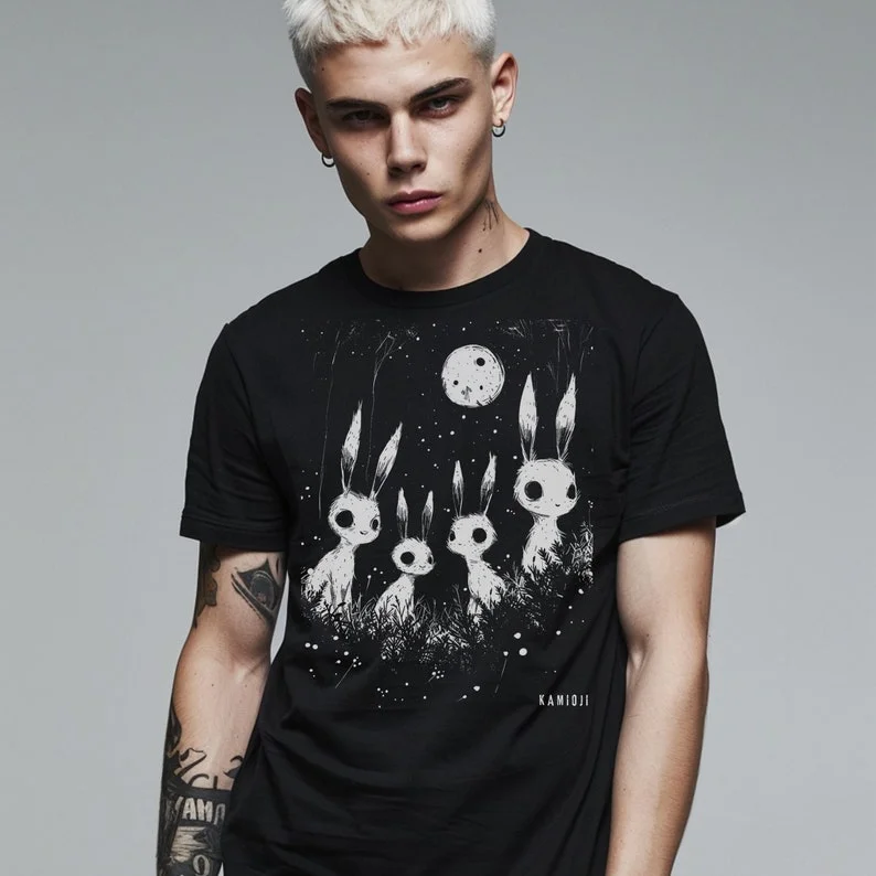 

Weird Rabbit Shirt Weird Cute Weird Core Gothic Clothing Dark Country Style Dark Alternative Clothing Neutral Stree T-shirt Tops
