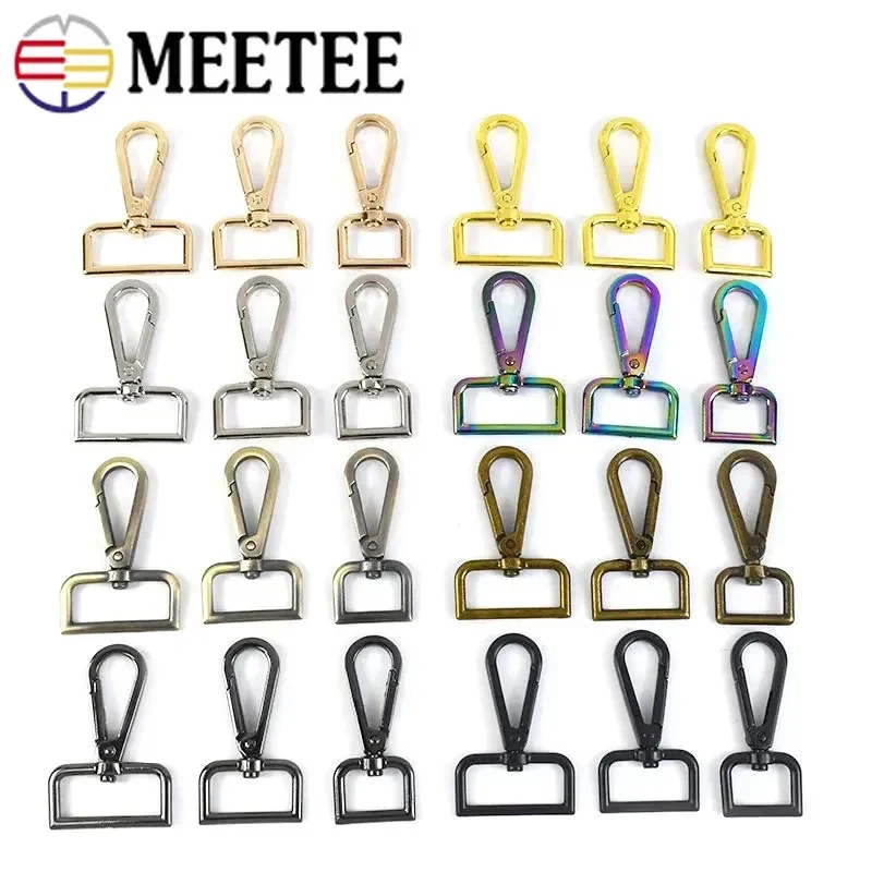 5Pcs Meetee 16-50mm Metal Bag Buckles Carbines Swivel Lobster Clasp Snap Hook Key Chain Strap Clip Leather Hardware Accessories