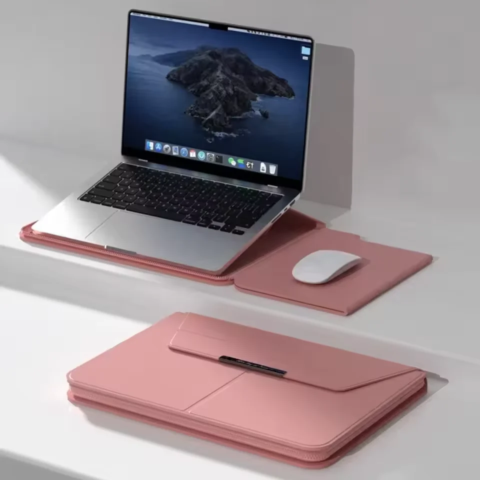 

13-14/15-16 Inch Laptop Sleeve Holder with Stand Multifunction Carrying Pouch Foldable Leather Leather Pouch for Macbook Air