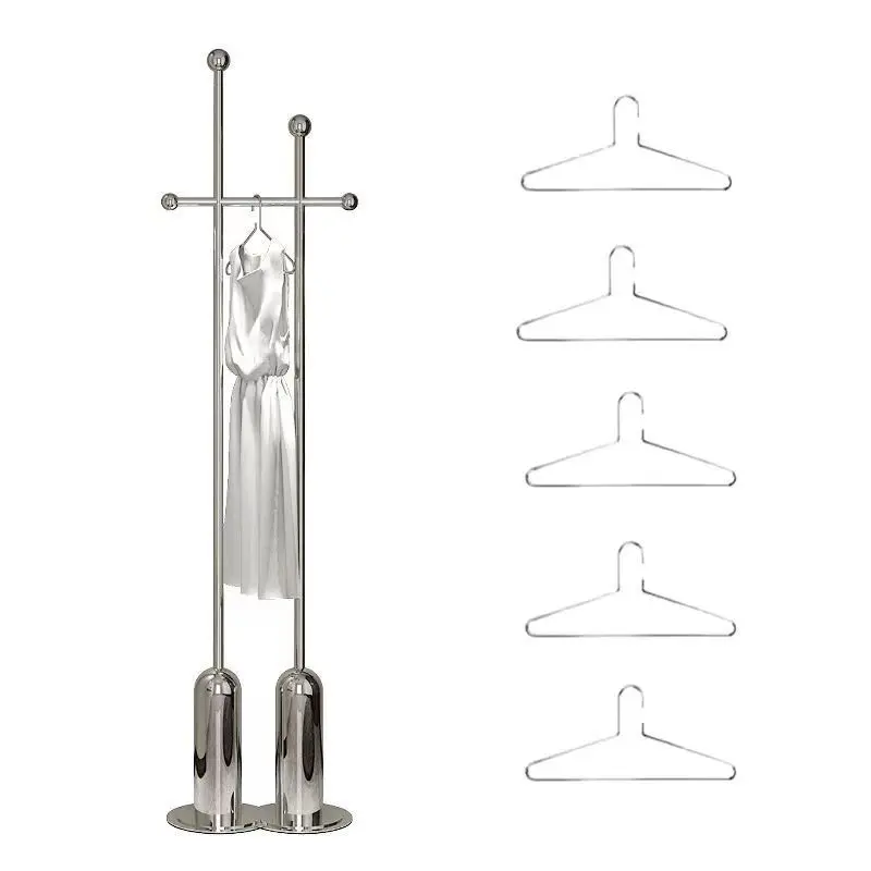 

Vertical stainless steel coat rack for home light luxury household bedroom floor-to-ceiling hanger, living room entrance bag