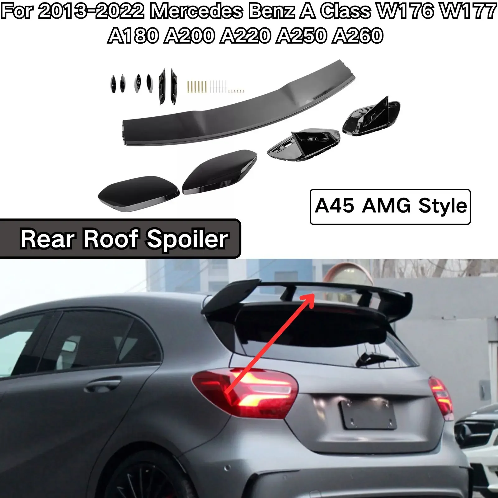 Rear Roof Spoiler AMG A45 Style For 2013-2022 Mercedes Benz A Class W176 W177 A180 A200 A220 A250 A260 Accessories Diffuser