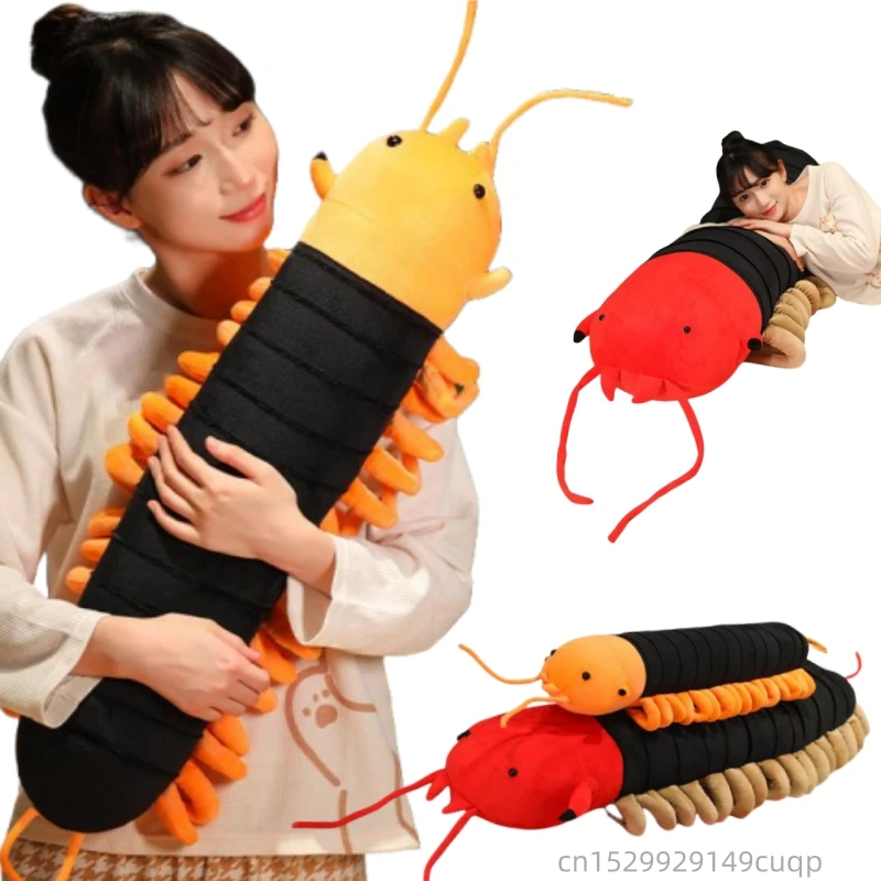 

70/110cm Simulation Giant Long Strip Centipede Plush Doll Pillow Lifelike Insect Plush Toy Home Decoration Gift For Boys Girls