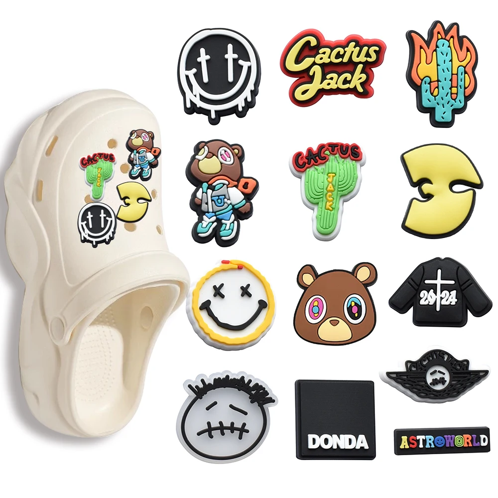 12Pcs Cartoon Bear Shoe Charms For Slides Clog Sandals Shoes Decorations Accessories Buckle For Friend Party Gifts