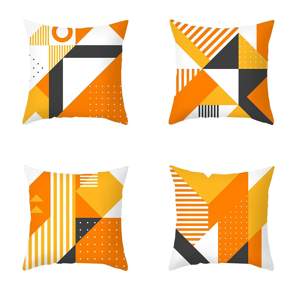 

Orange Geometric Printing Pattern Pillowcase Simple Home Bedroom Decoration Living Room Sofa Cushion Cover