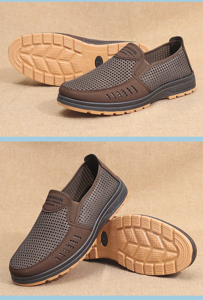 Men's Shoes Summer Breathable Mesh Slip-On Dad/Elderly Shoes Non-Slip Orthopedic Comfort Lightweight Canvas Shoes