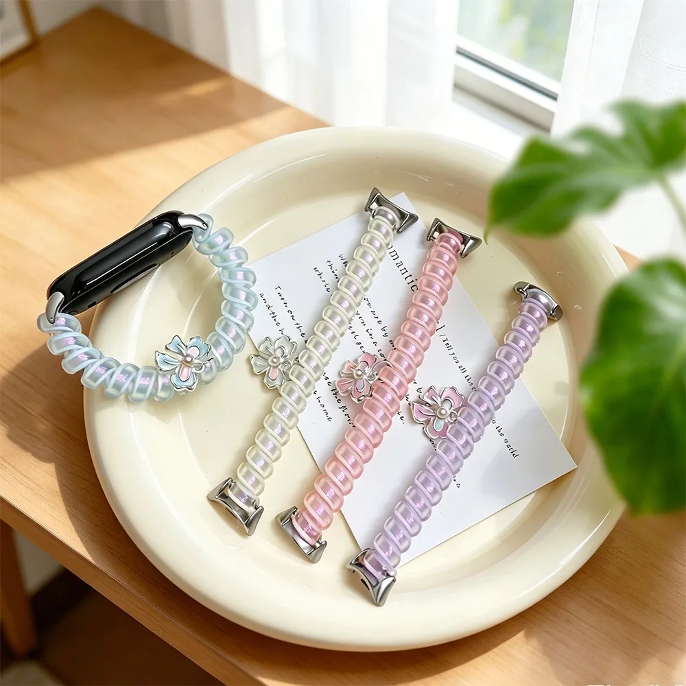Pretty Shiny Bow Elastic Phone Cord Watch Band for Mi 8 9 10 Pro S345 Kawaii Women Replacement Wrist Strap for Redmi Watch 4 5 6