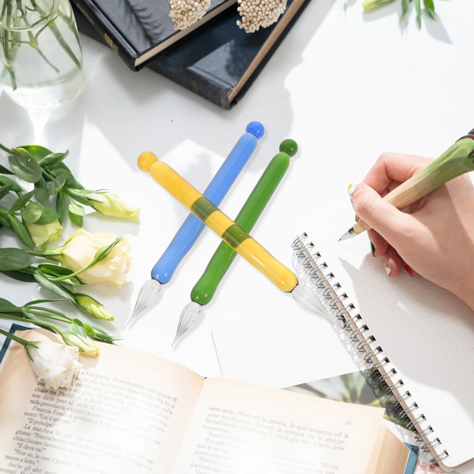 

3Pcs Elegant Transparent Glass Dip Pens Set Handmade Writing Calligraphy Drawing Signatures School Students Teachers