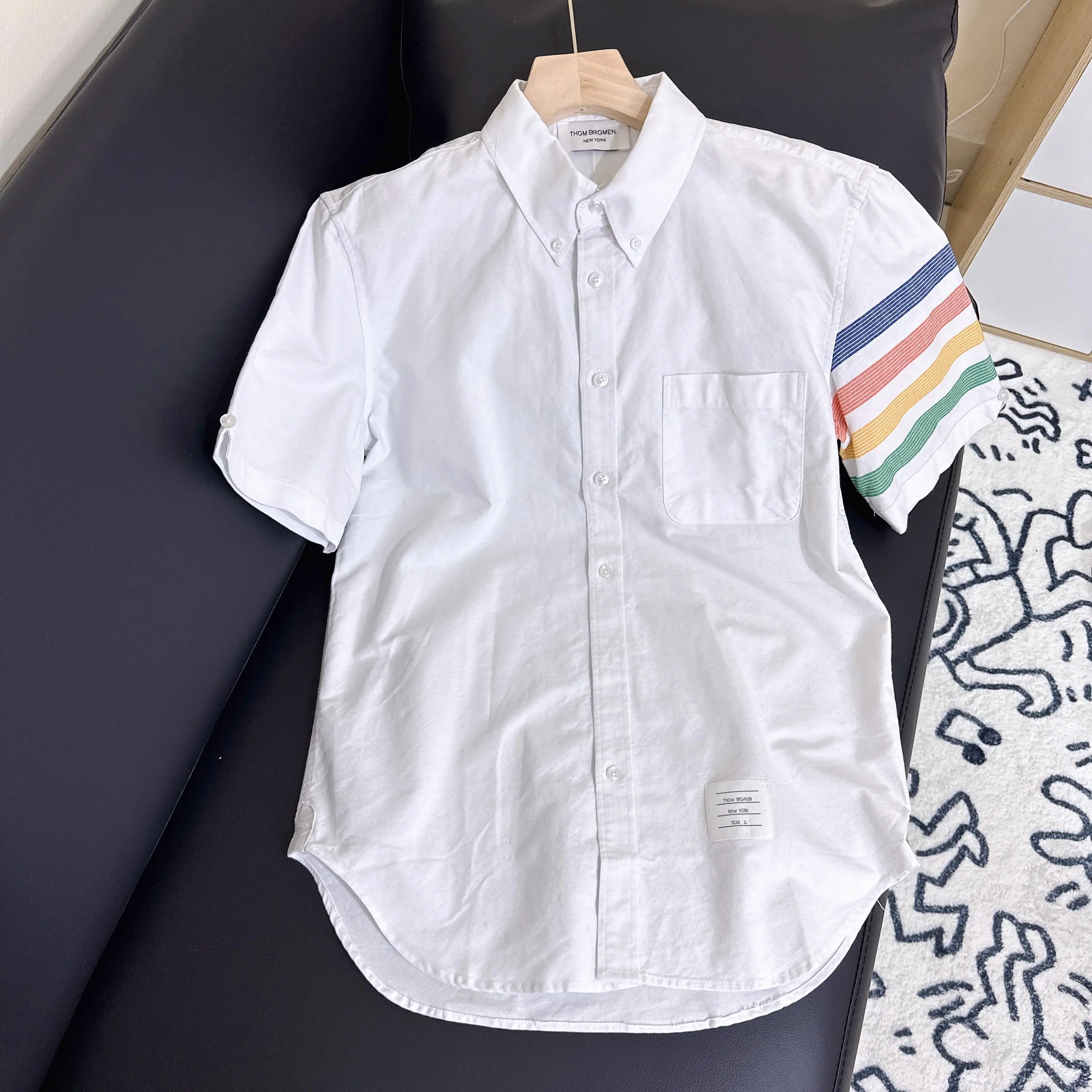 

Trendy White ort Sve Ox Cloth Cotton irt Pure Cotton Men Women plus Size Big Code Double Sve Logo Student irt