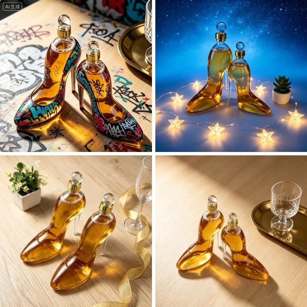 Handgeblasene High-Heel-Whiskykaraffe, Kreative Glasflasche für Bourbon, Scotch, Wodka, Einzigartige Hausbar für Frauen