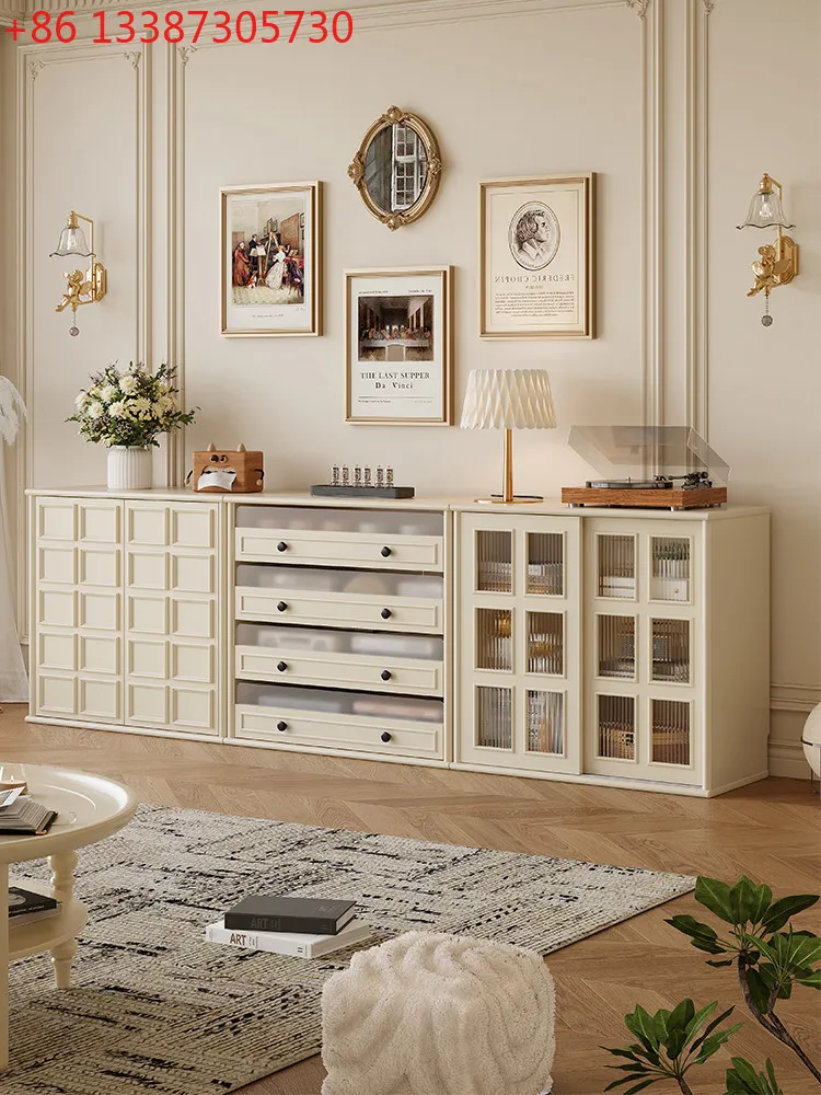 

Модульный телевизионный шкаф в стиле французского кремового декора из массива дерева для гостиной, американский напольный шкаф от пола до потолка