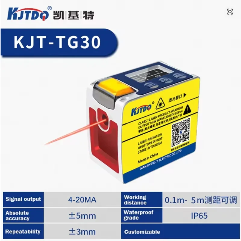 KJT electrónica TG30 High Precision Sn 5m Analog 0-10V 4-20mA RS485 Output Position Distance Measurement Laser Spatter Sensor