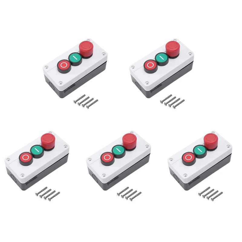 5X NC Emergency Stop NO Red Green Momentary Push Button Switch Station 600V 10A