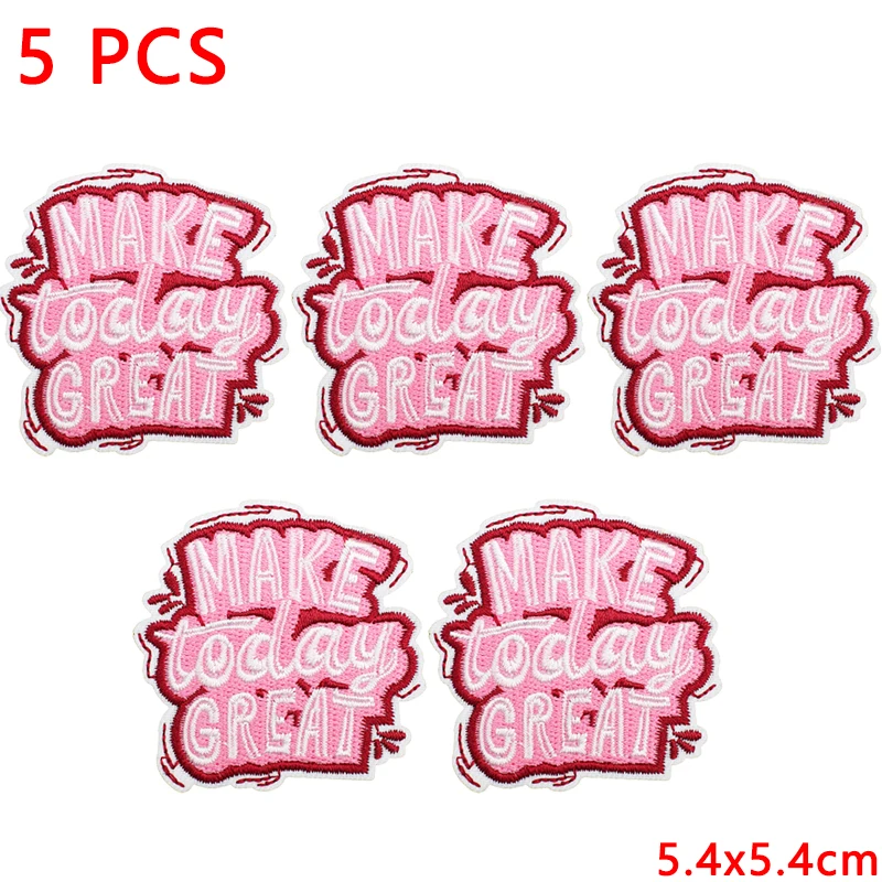 5 pcs/let Letters Embroidery Patch Iron On Patches For Clothing Thermoadhesive Patches On Clothes Inspirational Phrases Patch