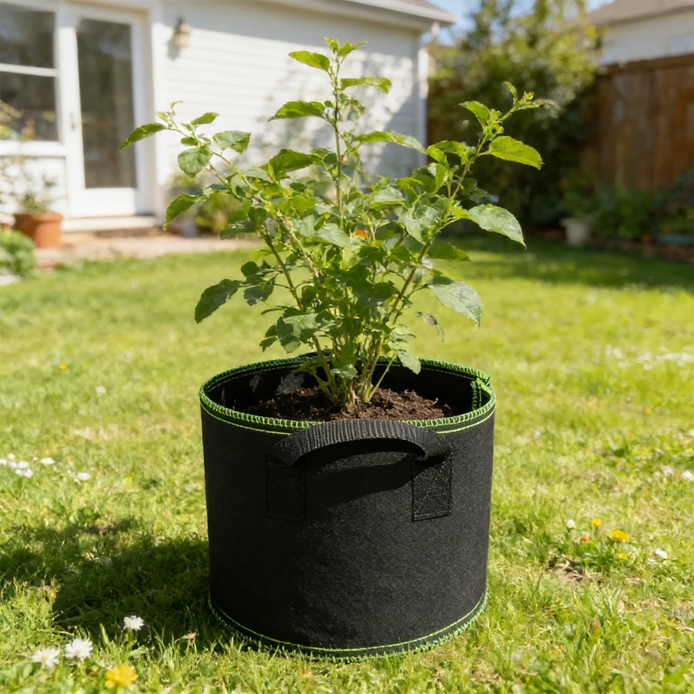 Saco de Cultivo de 3/5/10/20 Galões com Alças para Plantas de Jardim, Vegetais, Flores, Mudas e Batatas - Vaso de Tecido Não Tecido para Plantio