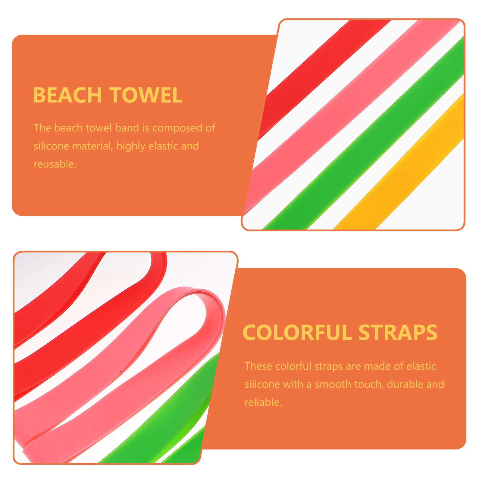 

4Pcs Elastic Silicone Towel Bands Anti-Slip Fixing Straps for Beach Chair Beach Towel Accessory Vacation Accessories